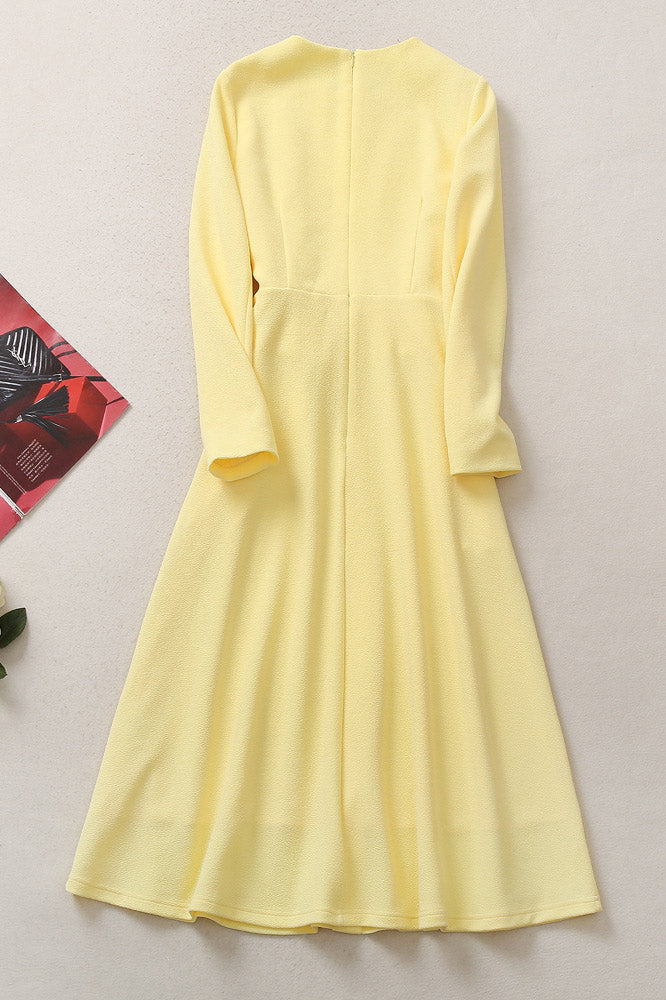 Kate Middleton Inspired Elegant Daffodil Midi Dress - Fashionpara