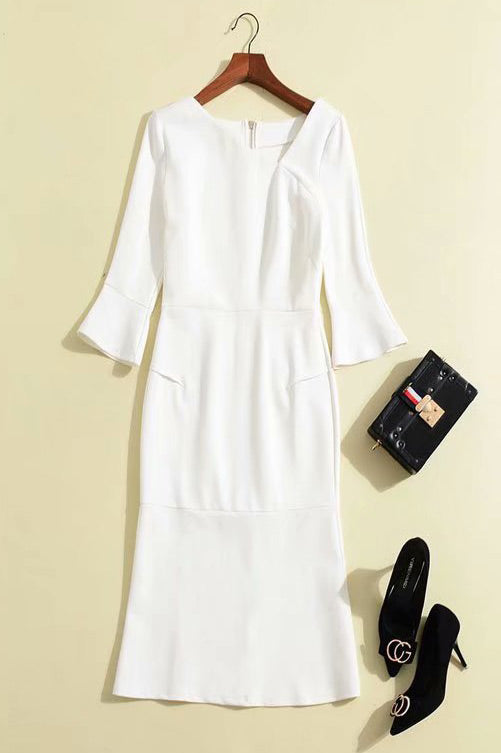 Kate Middleton & Ivanka Trump Inspired Black Midi Half Sleeves Dress