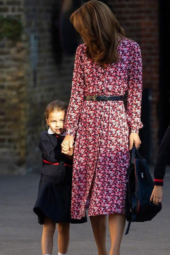 Kate Middleton Floral Print Casual Shirt Dress