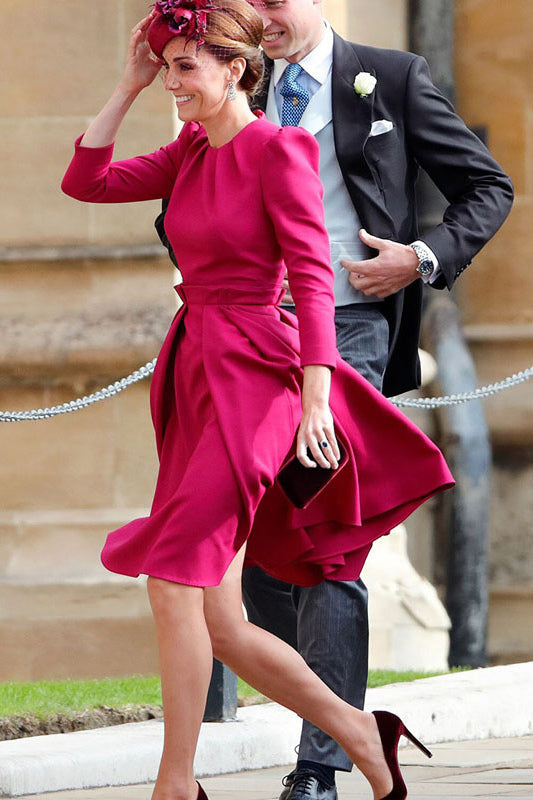 Kate Middleton Scoop Frilled Waist Dress