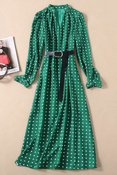 Kate Middleton V-Neck Geometric Print Dress With Belt