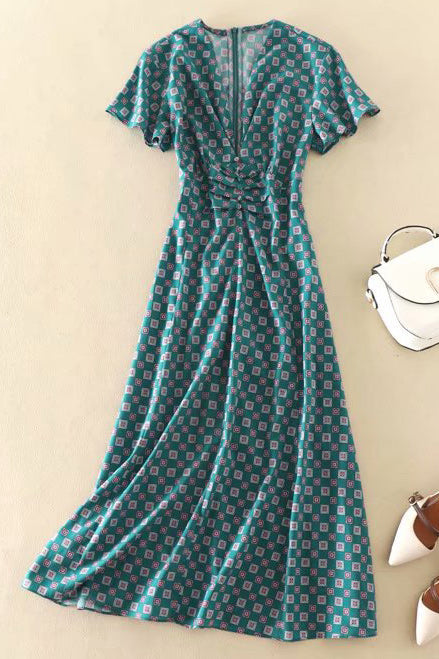 Kate Middleton V-neck Printed Midi Dress