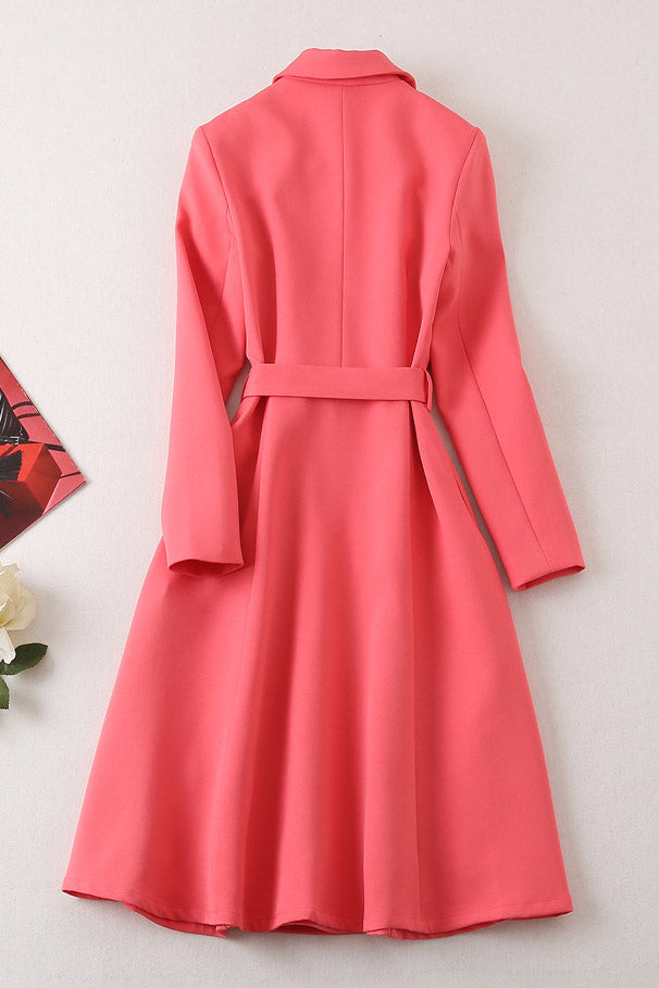 Elegant Watermelon Long Sleeve Dress Coat for Stylish Occasions