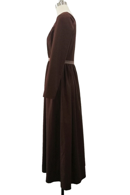 Pintuck Scoop-Neck Long-Sleeve Empire-Waist A-Line Maxi Dress