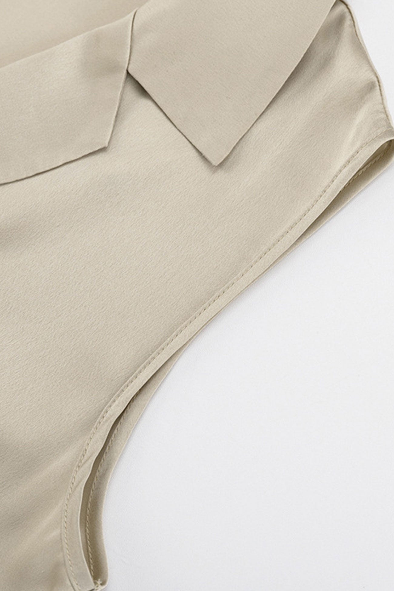 Khaki Satin Lapel Cardigan Tank Top for Elegant Style