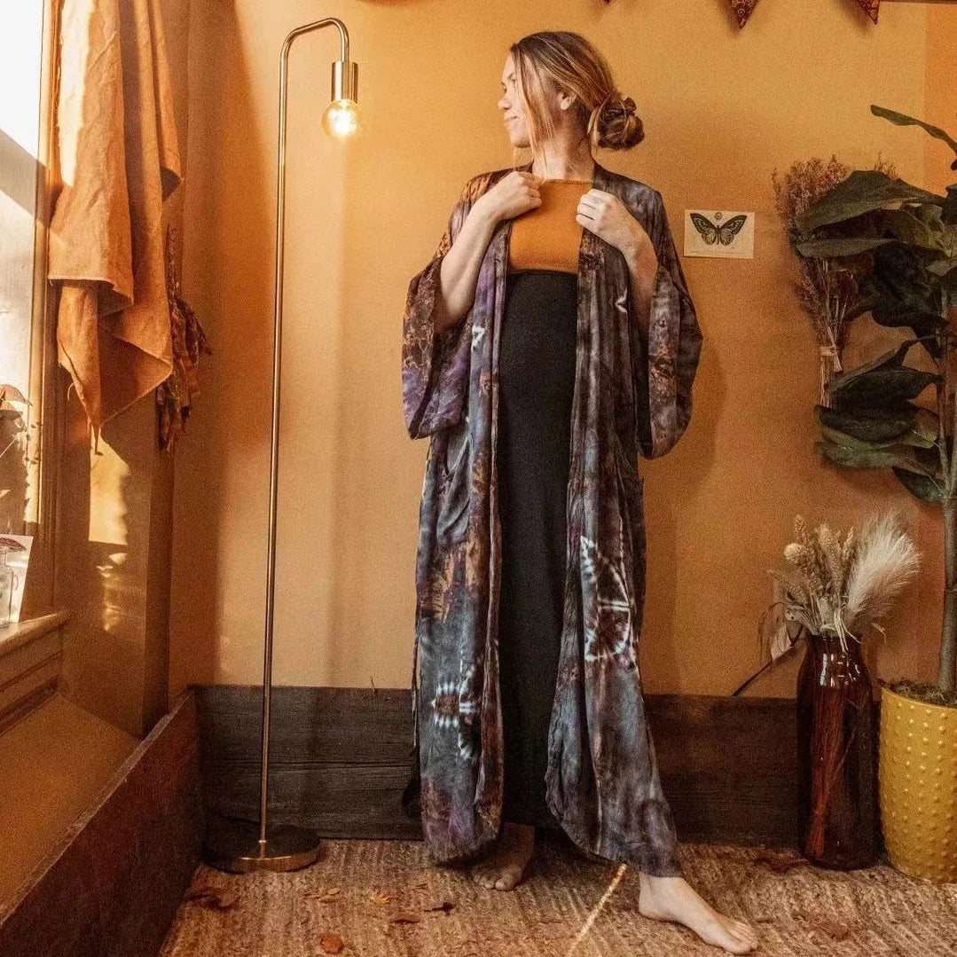 Cotton Rayon Floral Printed Boho Maxi Beach Cover up