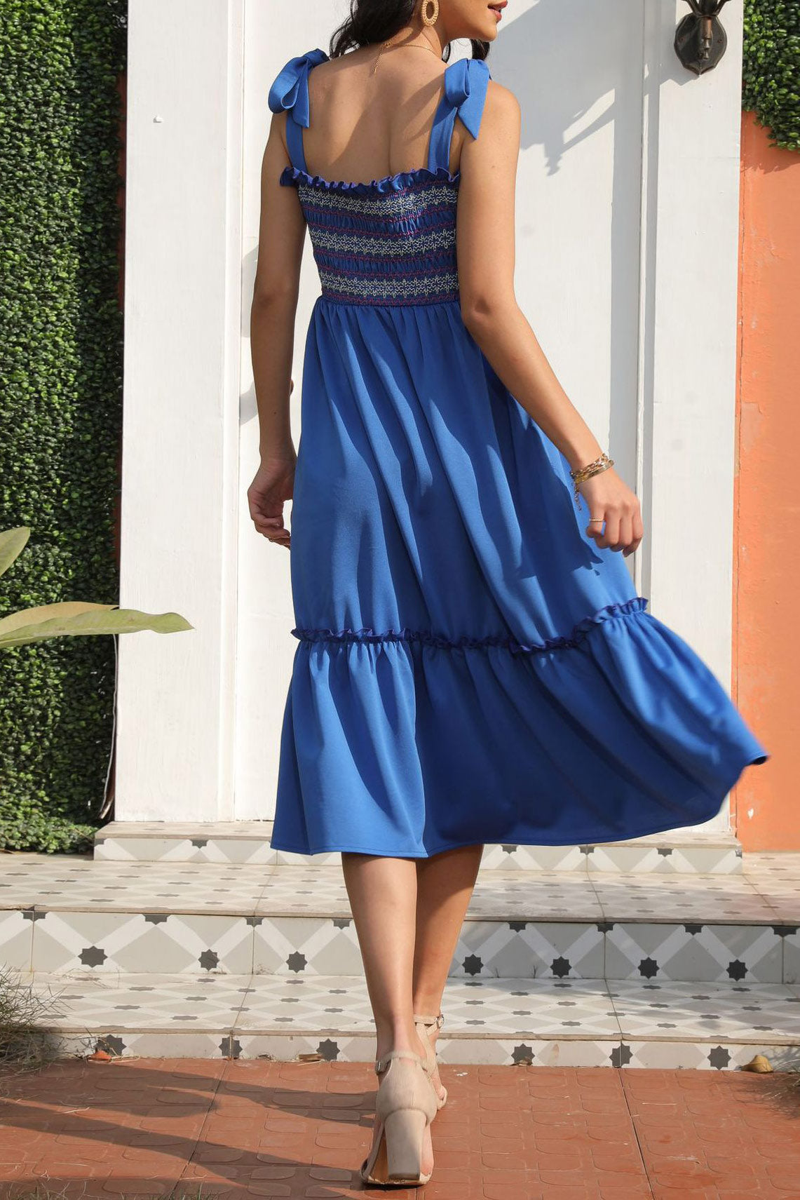 Knee Length Blue Sleeveless A-Line Maxi Dress Fashionpara