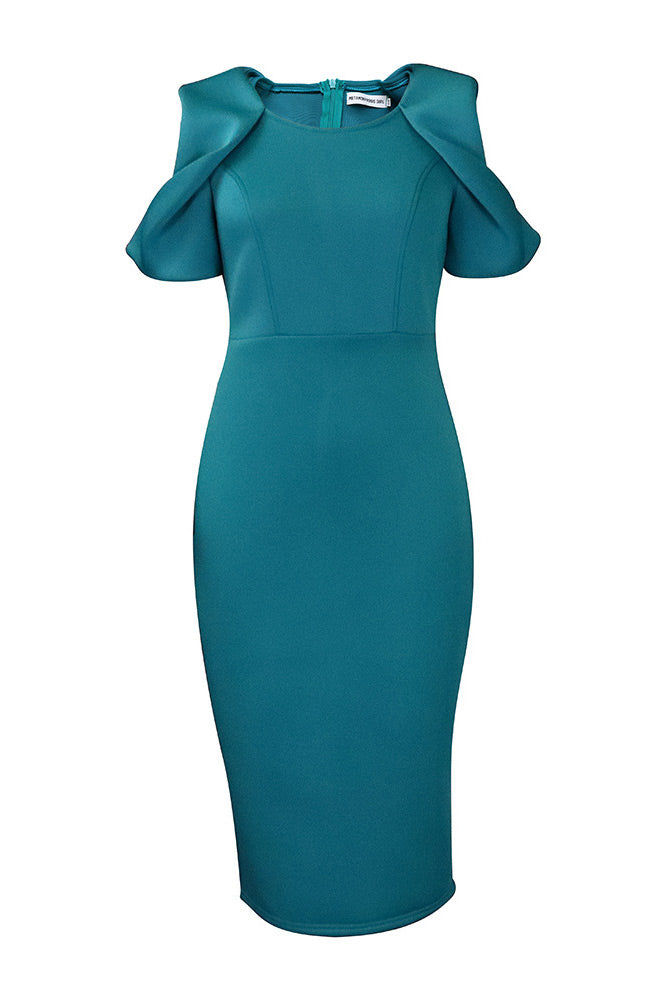 Knee Length Green Short Sleeves Bodycon Dress