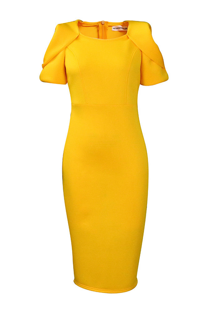 Knee Length Green Short Sleeves Bodycon Dress - Fashionpara