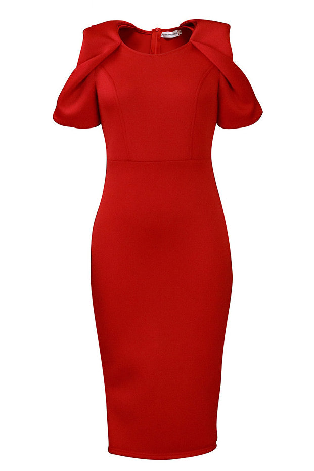 Knee Length Green Short Sleeves Bodycon Dress - Fashionpara