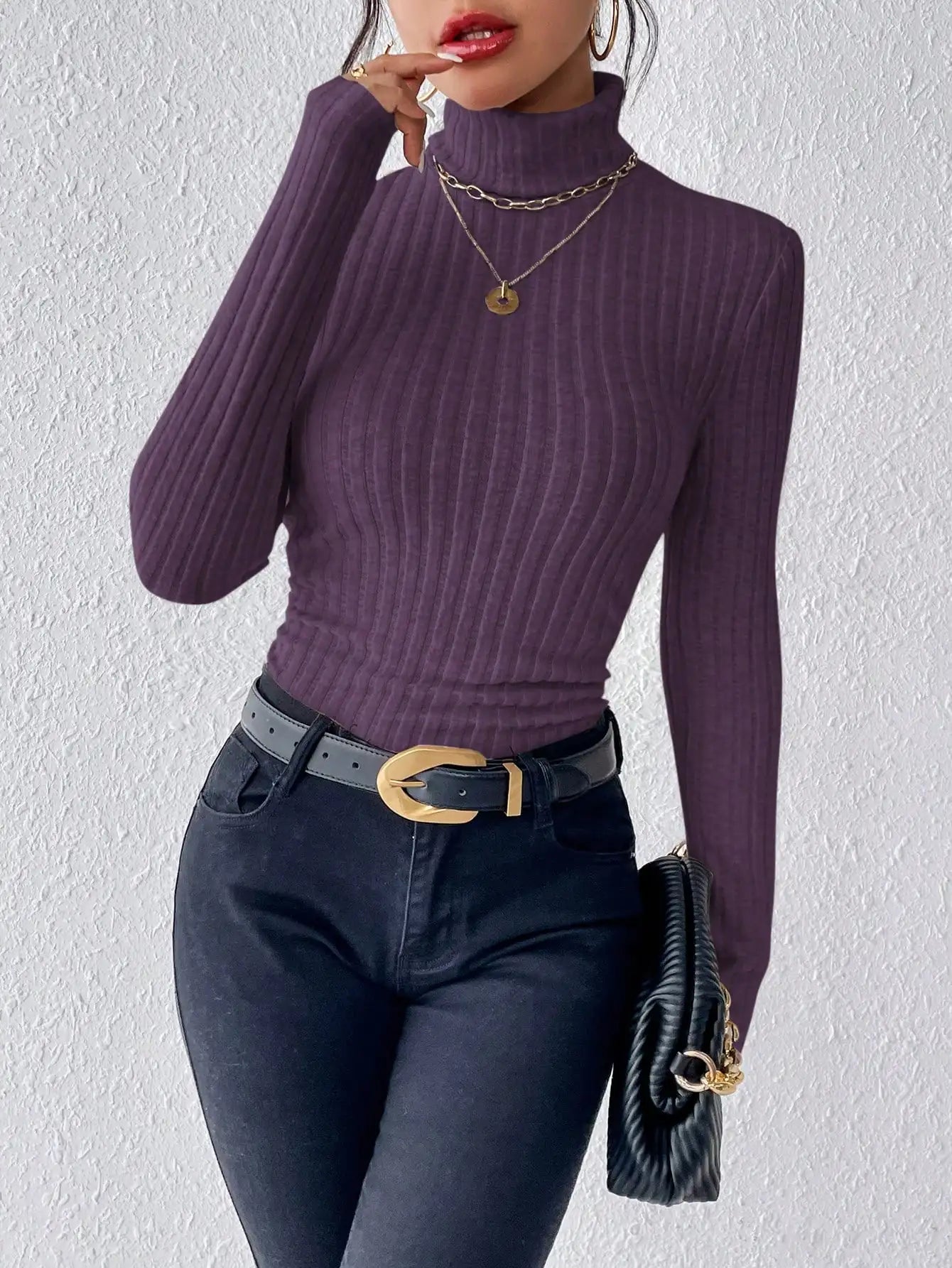 Slim Fit Half Turtleneck Sweater for Women - Stylish Knit Top