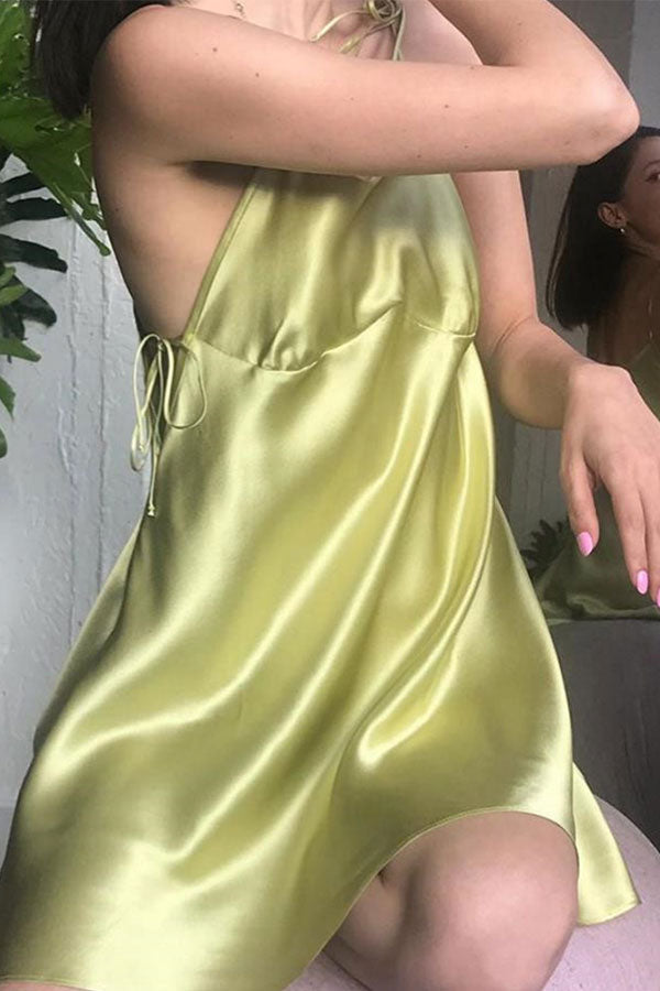 Knot Shoulder Spaghetti Straps Dress - Mislish