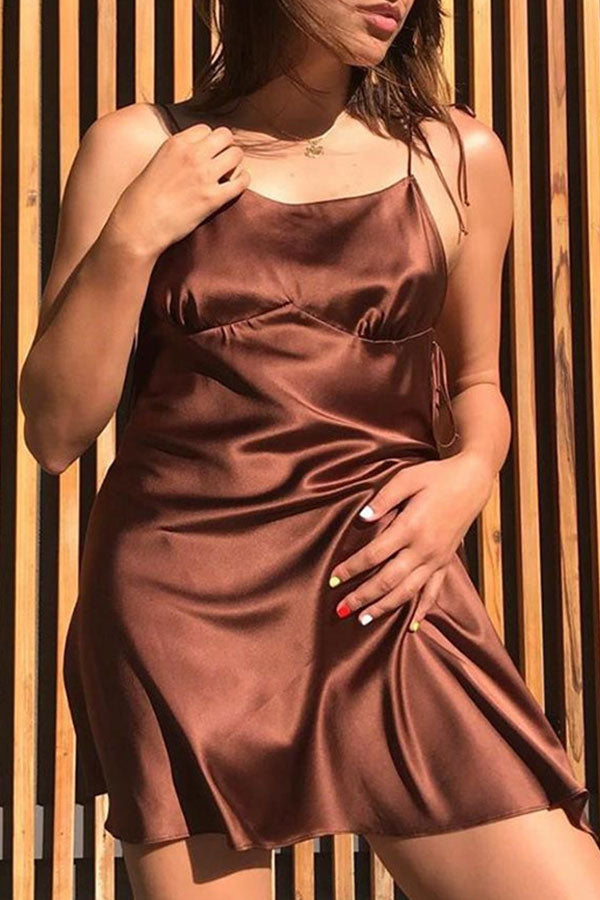 Knot Shoulder Spaghetti Straps Dress - Mislish