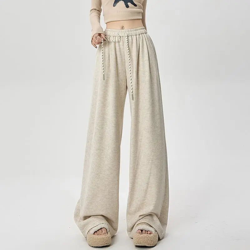 Korean Stripes High Waist Drawstring Pants