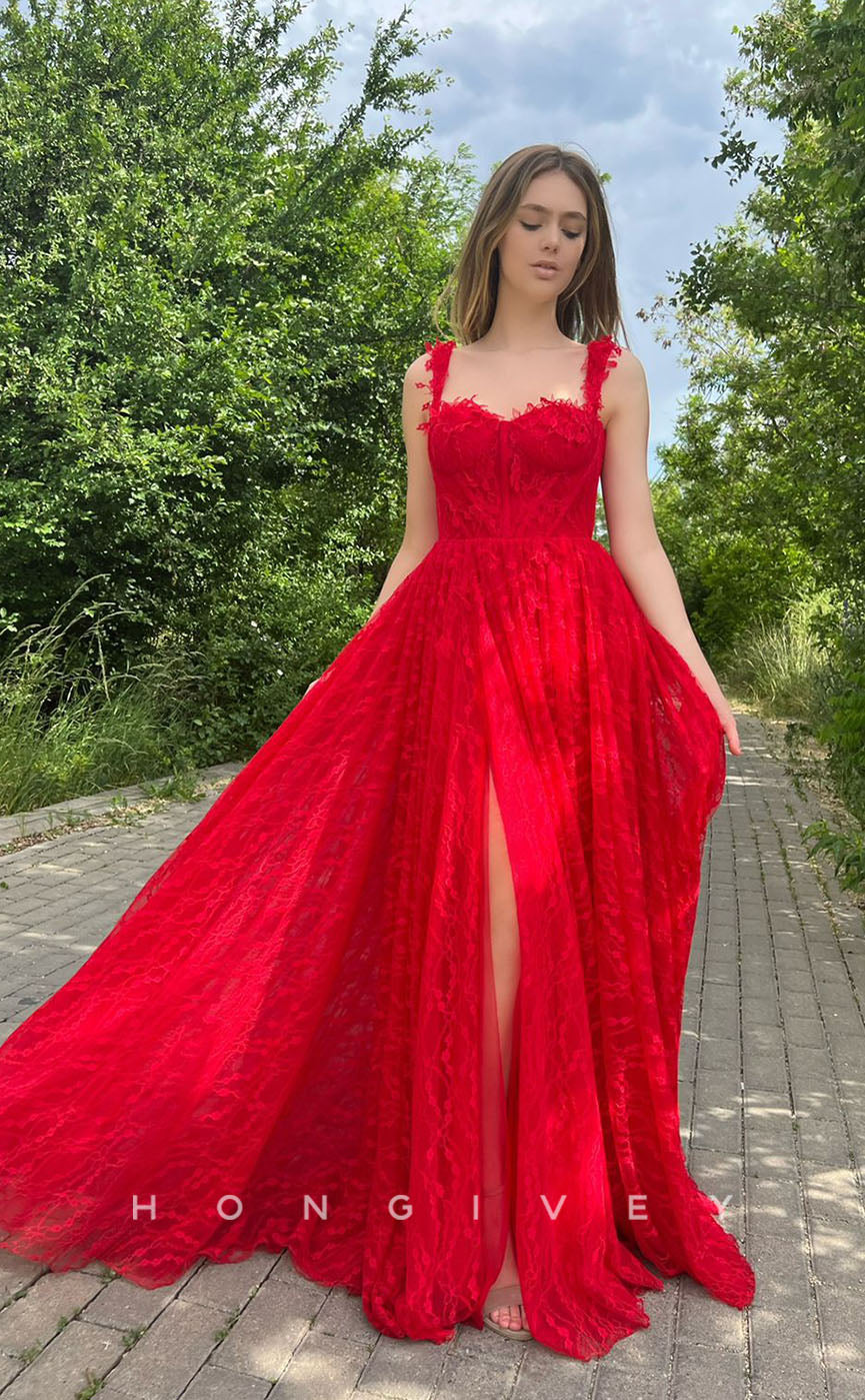 L1274 - Fully Lace Tiered With Train And Slit Party Evening Prom Formal Dress - Fashionpara