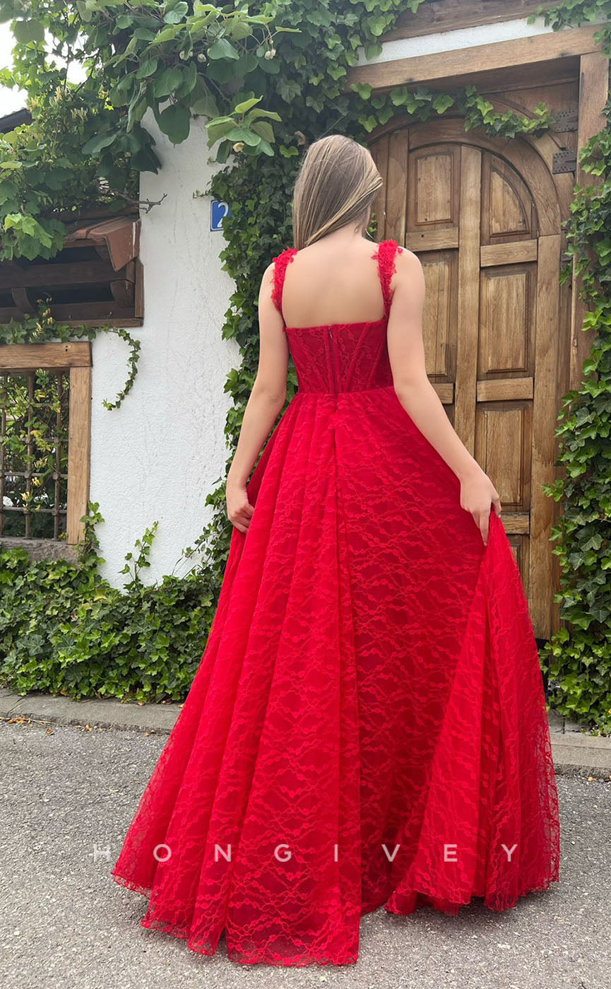 L1274 - Fully Lace Tiered With Train And Slit Party Evening Prom Formal Dress - Fashionpara