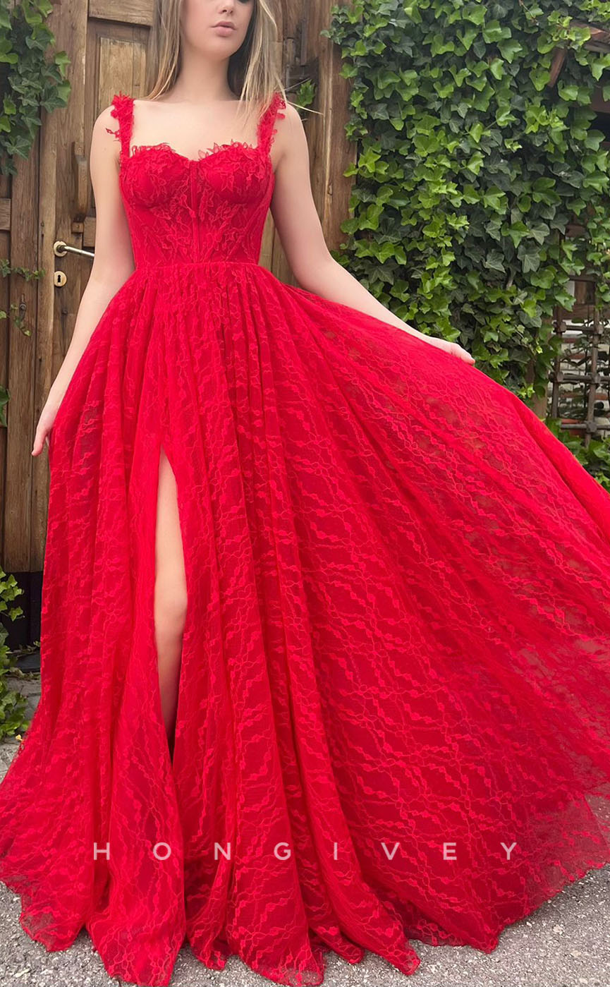 L1274 - Fully Lace Tiered With Train And Slit Party Evening Prom Formal Dress - Fashionpara