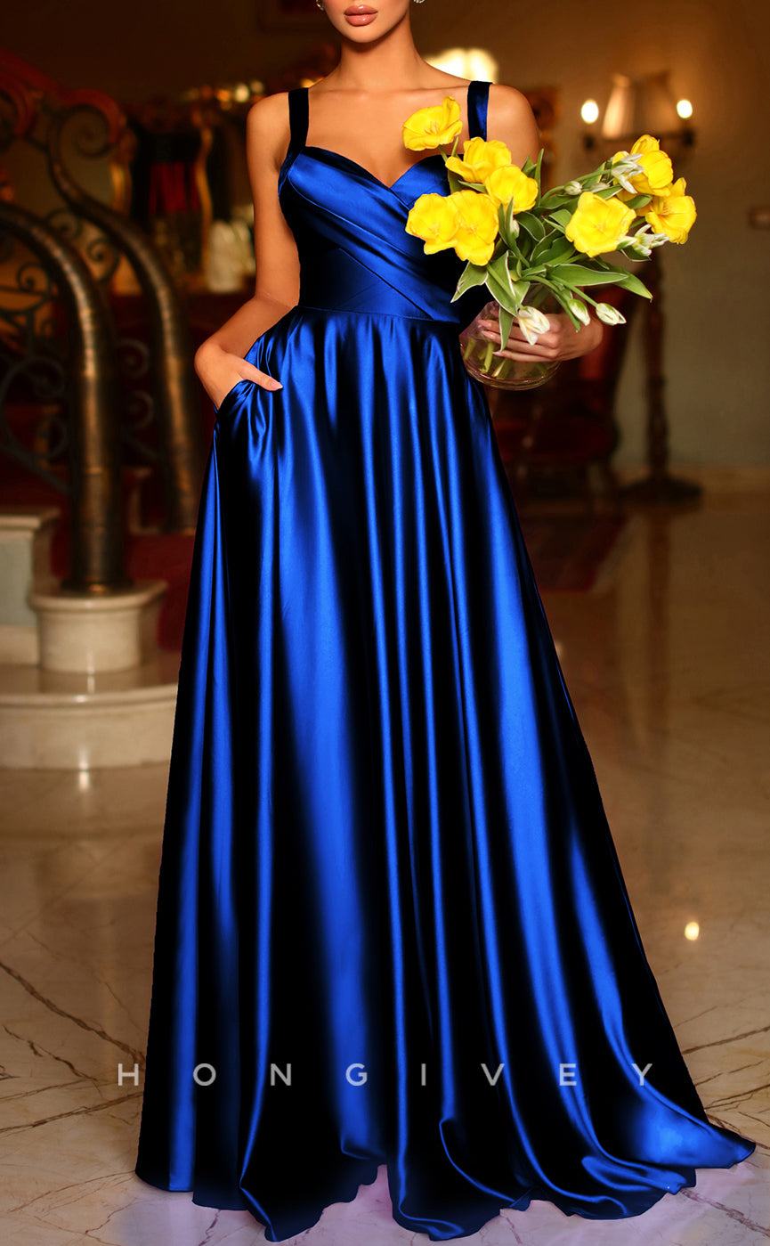 L1314 - Elegant & Luxurious Sweetheart Spaghetti Straps Floor-Length Evening Prom Dress - Fashionpara