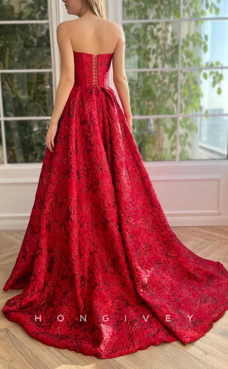 L1701 - Sexy Satin A-Line Bateau Empire Appliques With Side Slit Party Prom Evening Dress - Fashionpara
