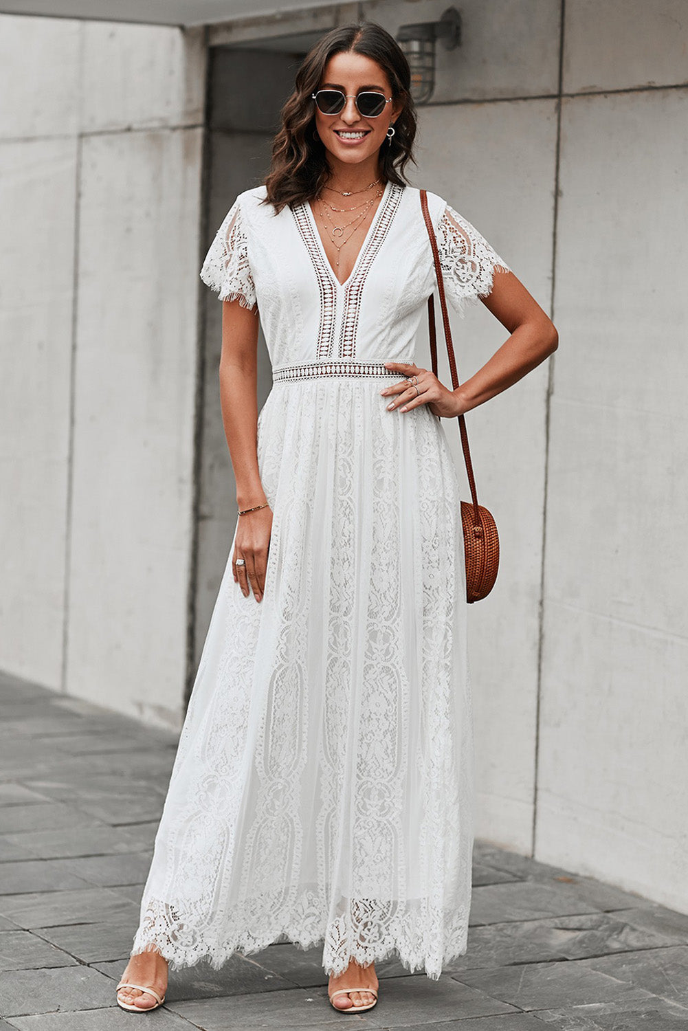 Away With The Breeze Lace Midi Dress - Fashionpara