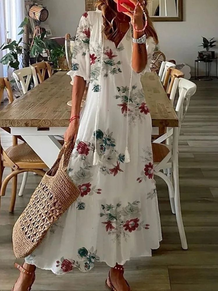 Pamela Minimalist Floral Velvet Maxi Dress Chic Silhouette Collection - View 2