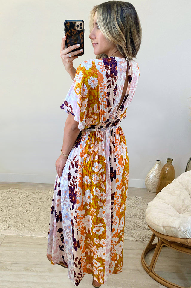 Leopard Print V-Neck Short-Sleeve Bohemian Maxi Dress 10