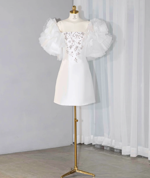 Classy Strapless White A Line Homecoming Dress Mini Party Dress S303