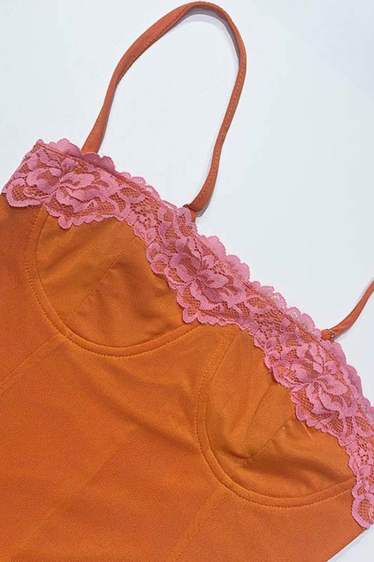 Lace Contrast Corset Cami Dress