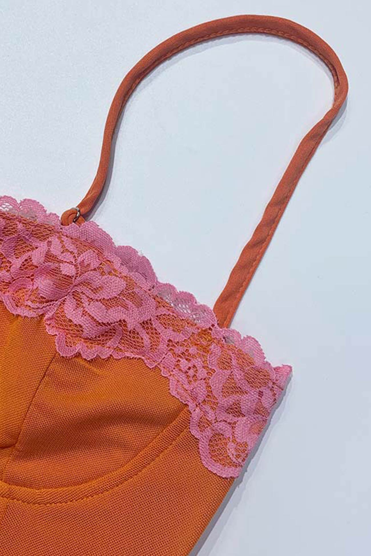 Lace Contrast Corset Cami Dress