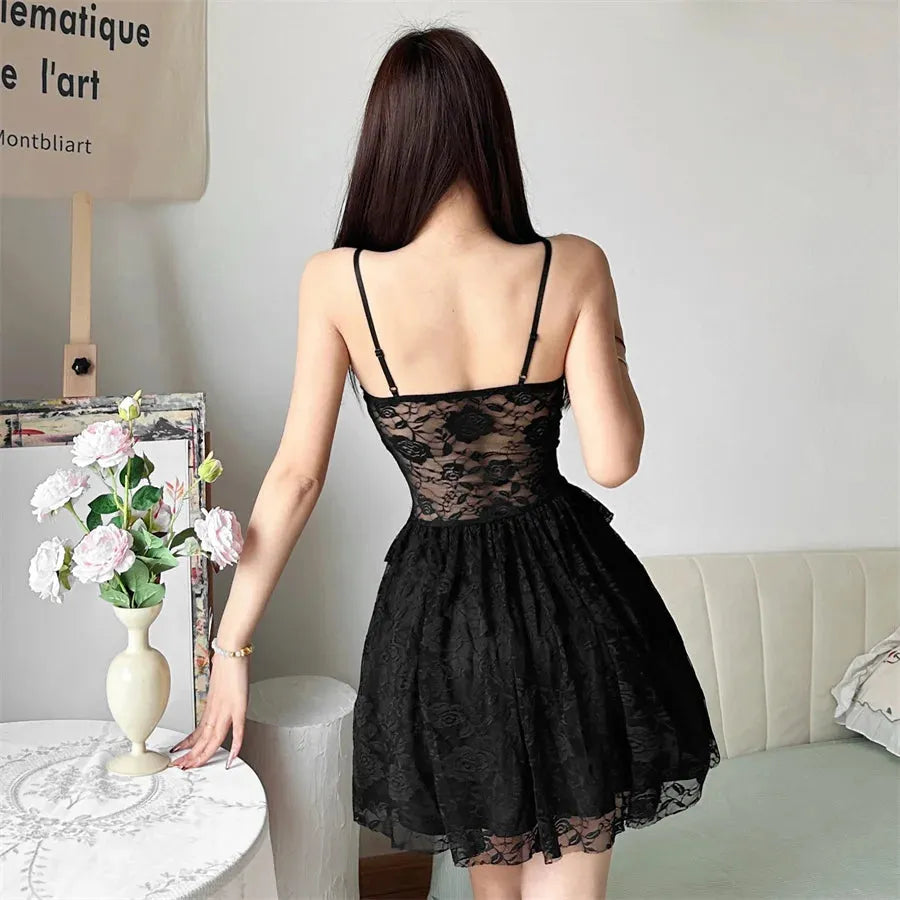 Lace Sheer Mini Dress - View 2