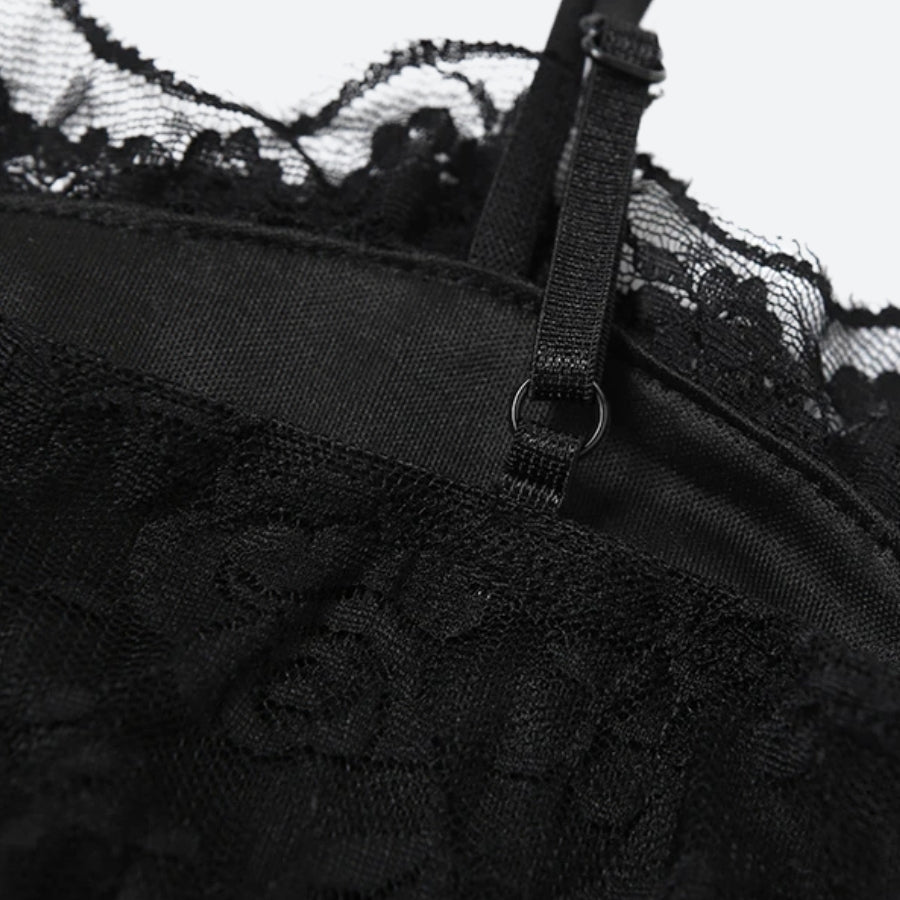 Lace Sheer Mini Dress - View 5