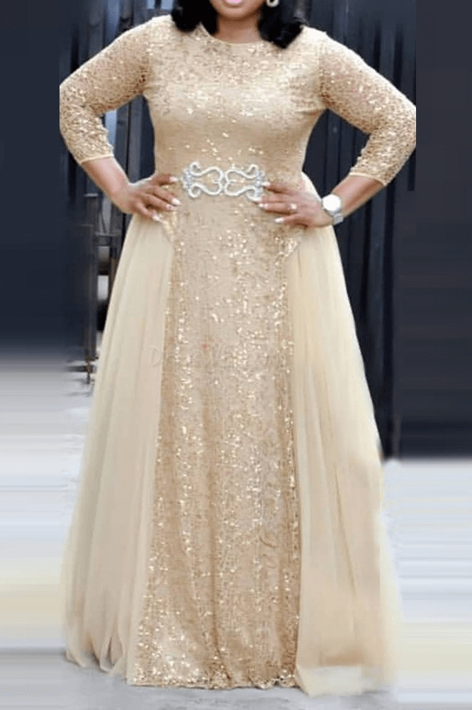 Lace Sequin Party Long Dress Fashionpara