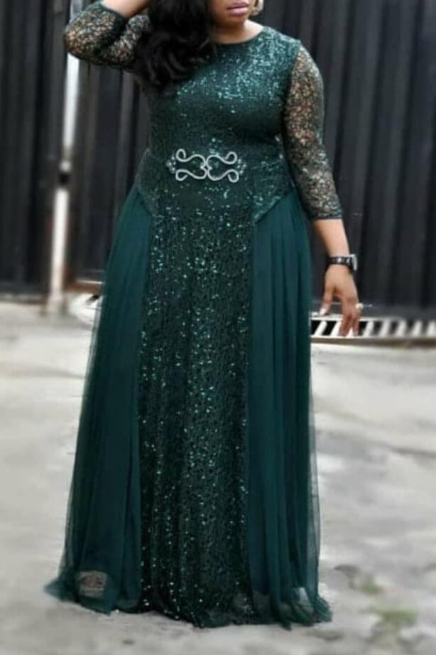 Lace Sequin Party Long Dress Fashionpara