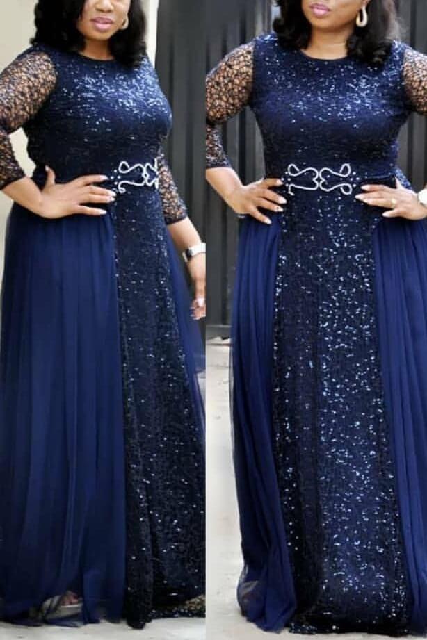 Lace Sequin Party Long Dress Fashionpara