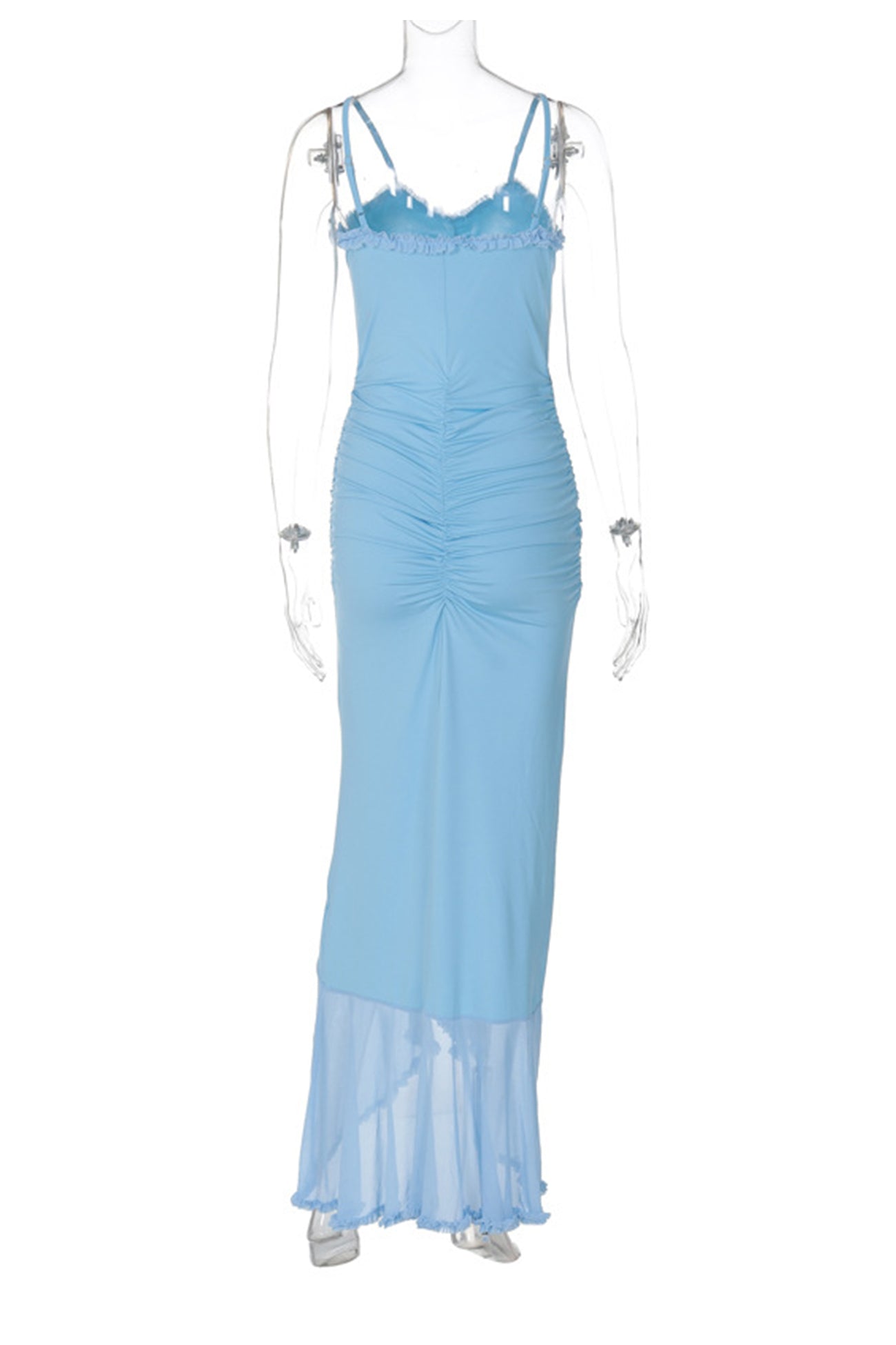 Lacework Cutout Ruched Irregular Cami Dress - Fashionpara