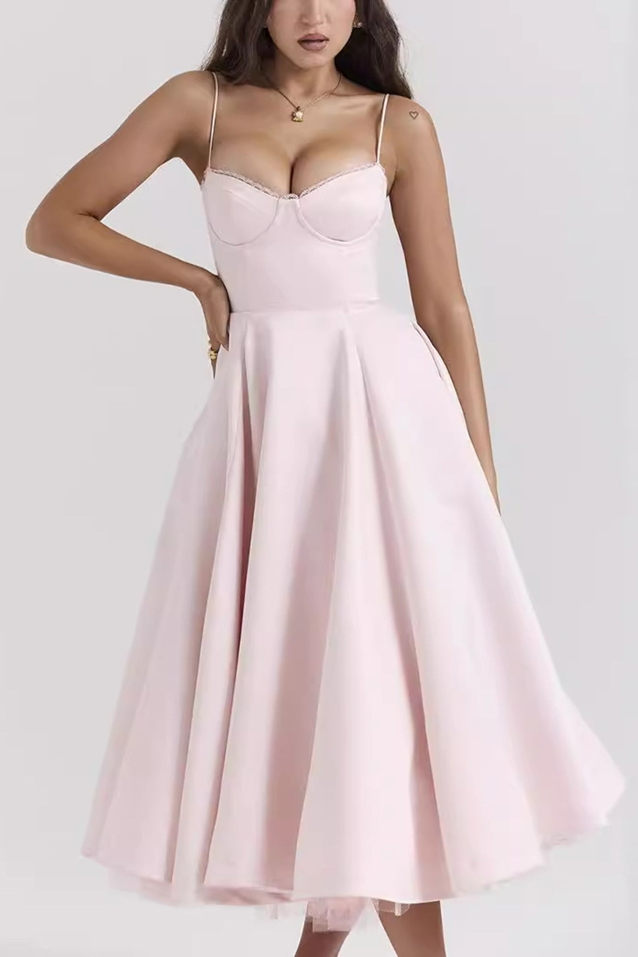 Lacework Mesh Patchwork Cami Dress - Fashionpara