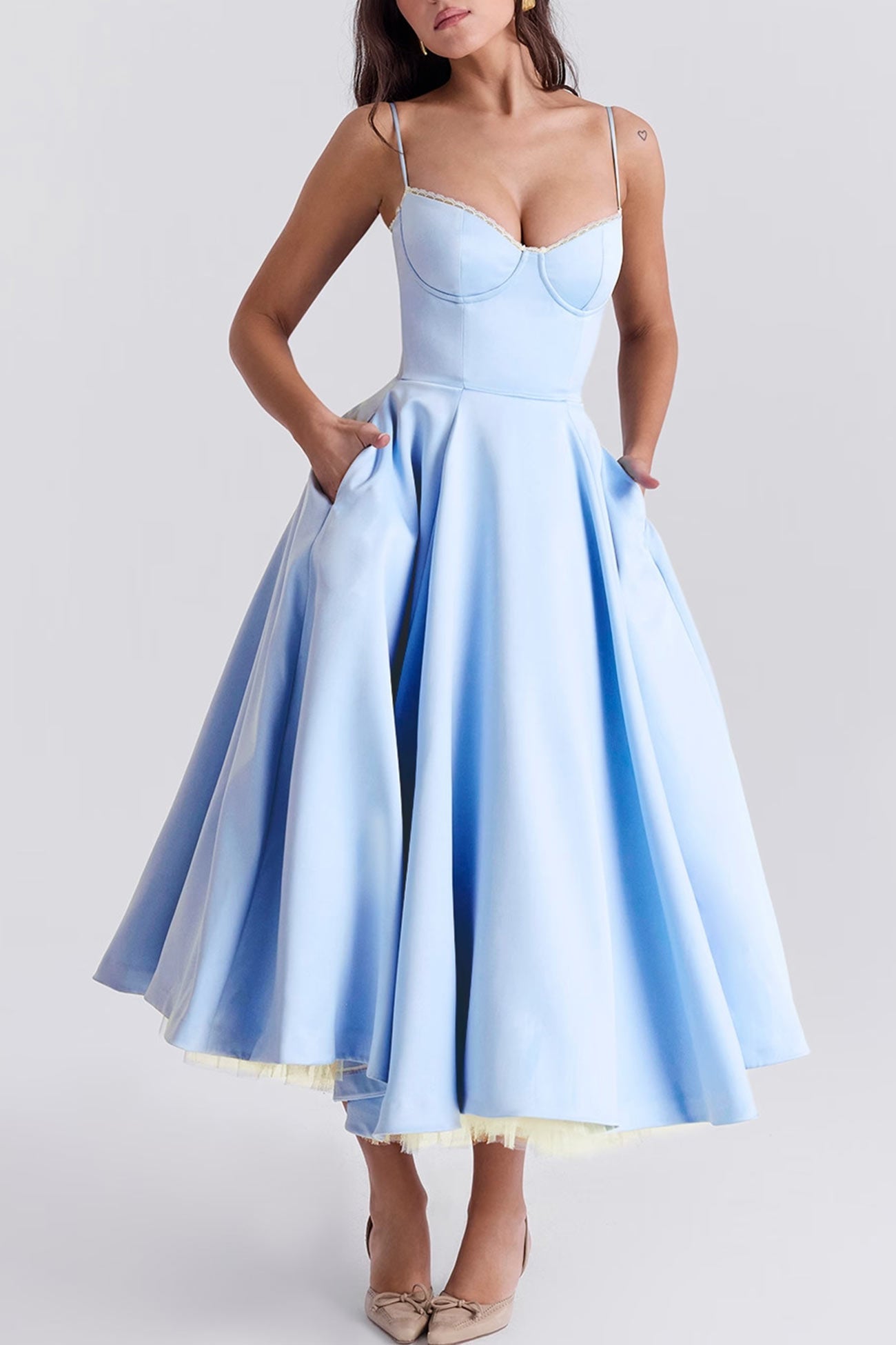 Lacework Mesh Patchwork Cami Dress - Fashionpara