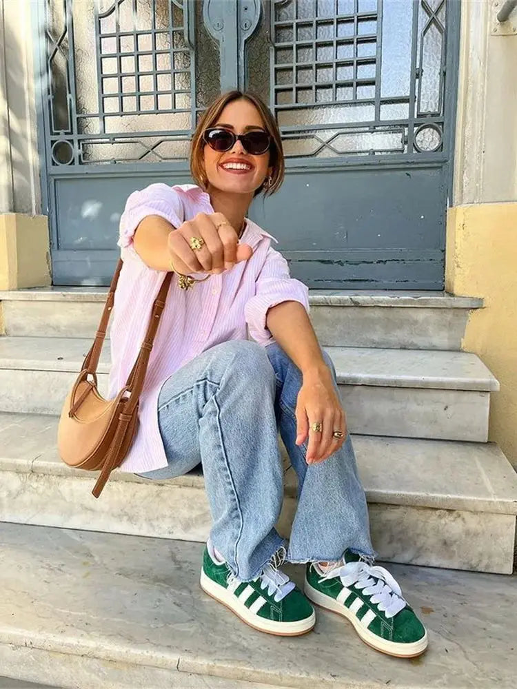 Striped Casual Office Blouse - Fashionpara