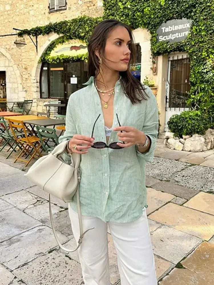 Striped Office Casual Blouse - Fashionpara