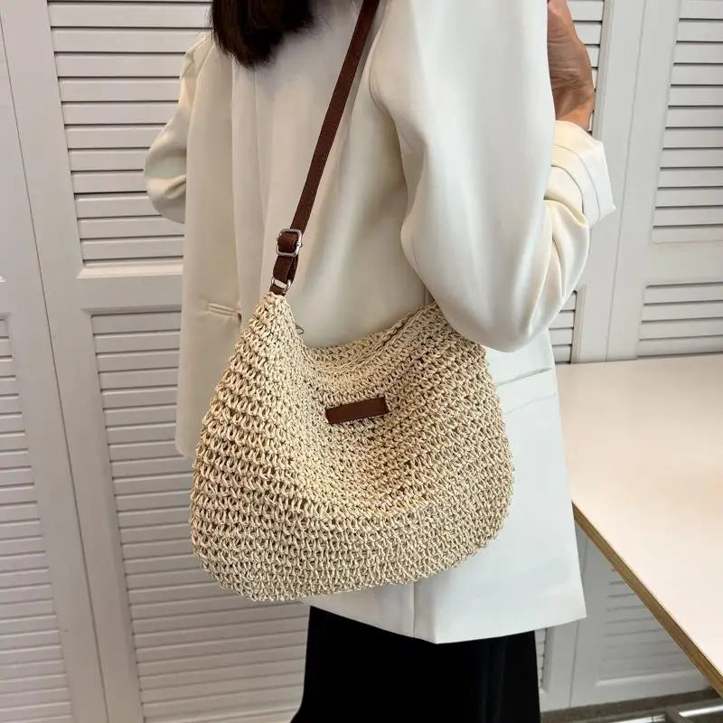 Ladies Summer Straw Crossbody Shoulder Bag