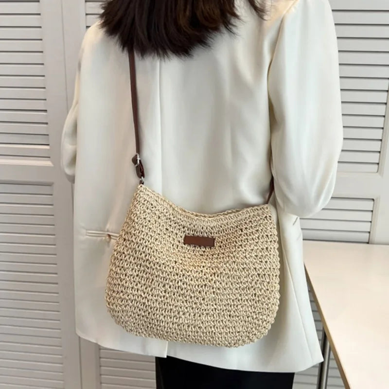 Ladies Summer Straw Crossbody Shoulder Bag
