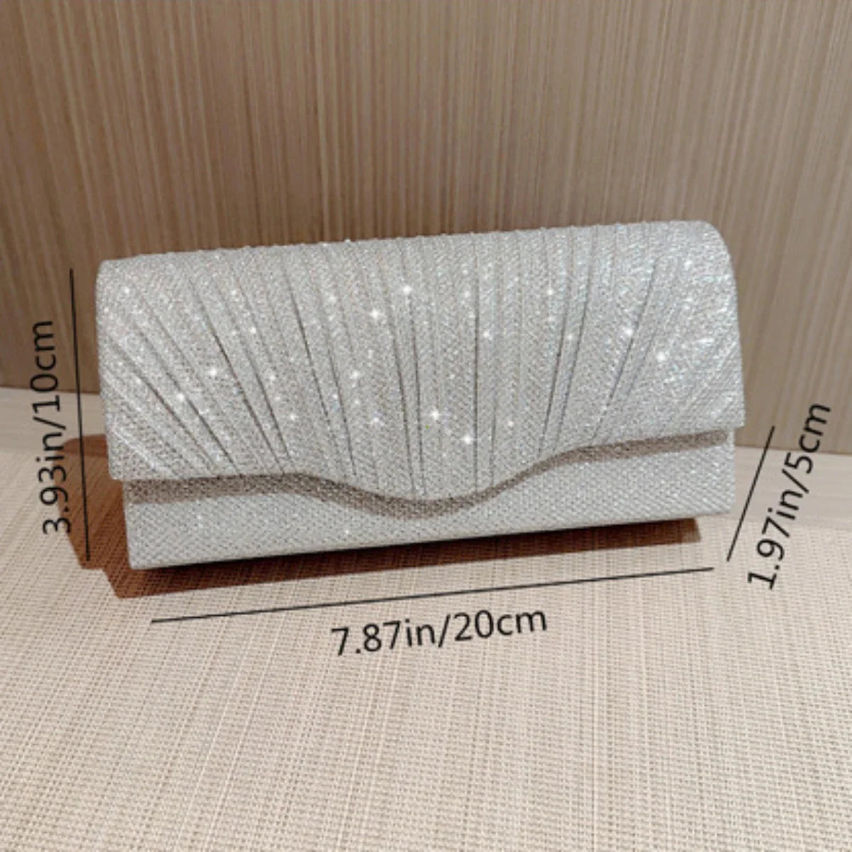 Glitter Silver Envelope Clutch Wristlet