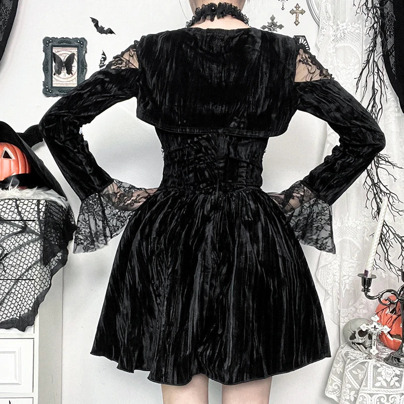 Crimson Lace Velvet Petite Dress