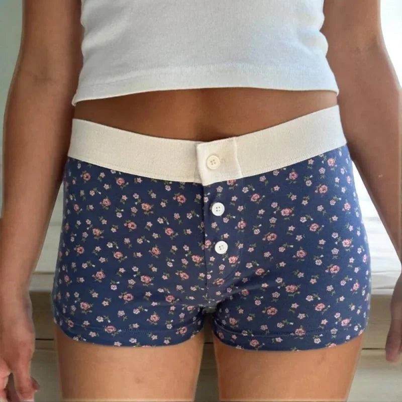 Floral Button Stretch Lounge Short
