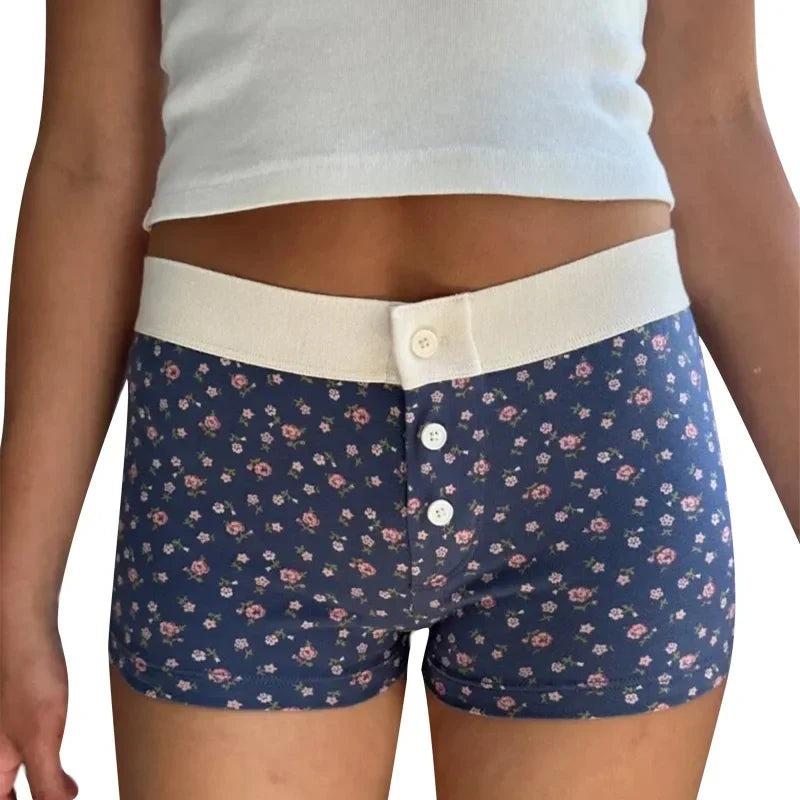 Floral Button Stretch Lounge Short