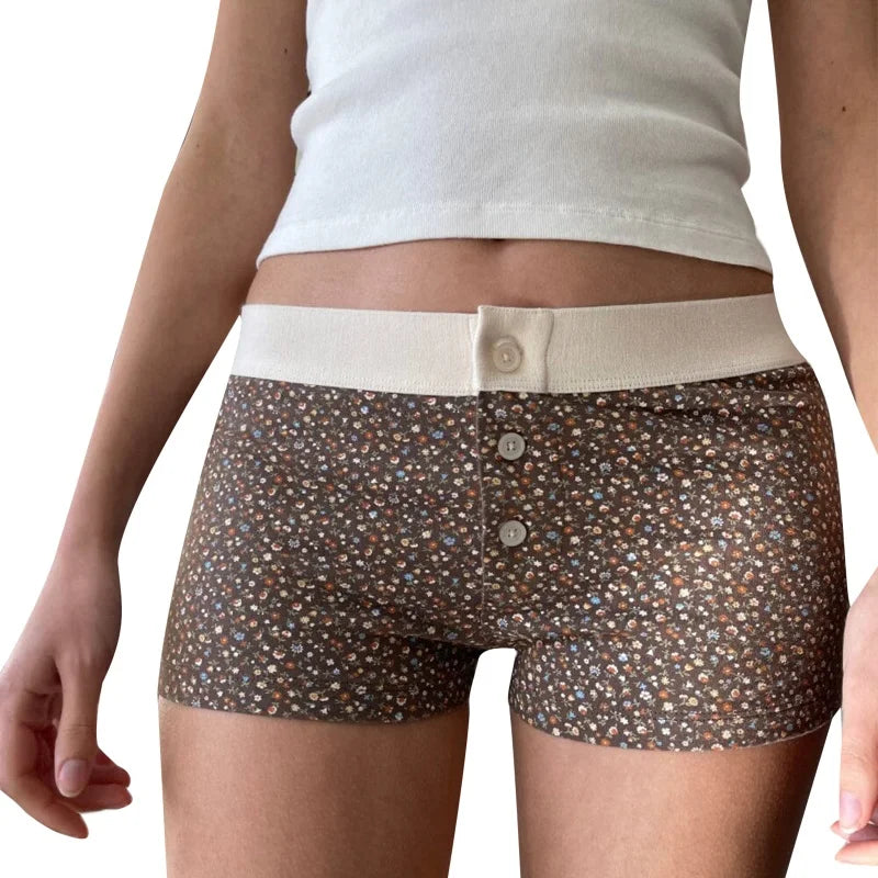 Floral Button Stretch Lounge Short