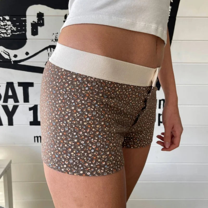 Floral Button Stretch Lounge Short