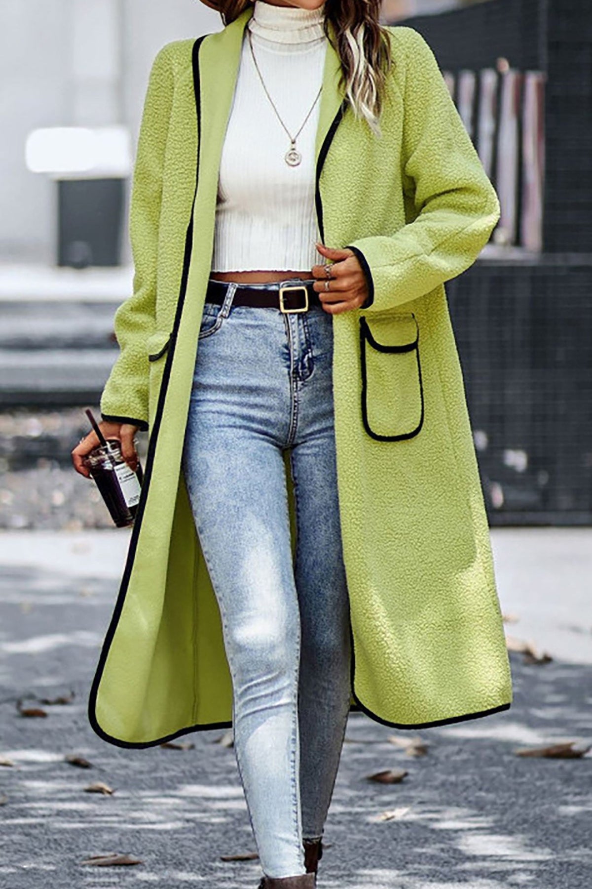 Plush Cardigan with Lapel Pocket 7