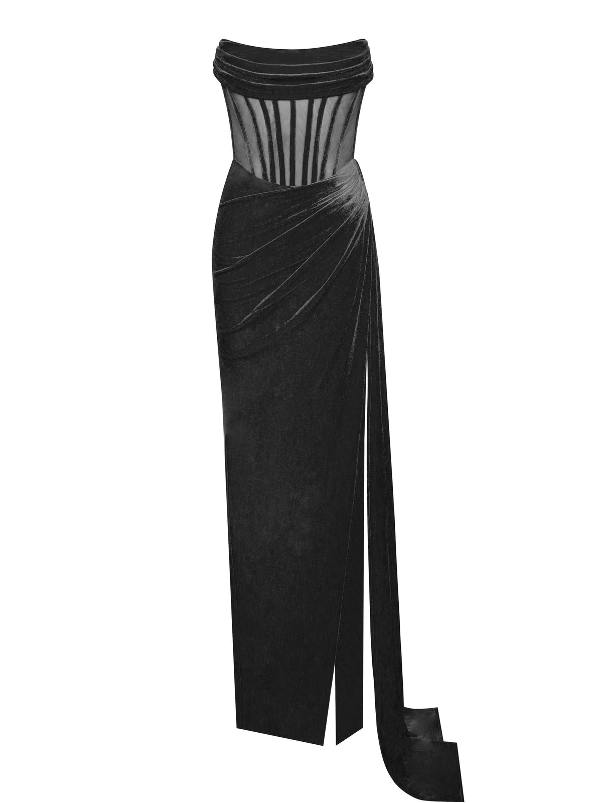 Leilani Corset Split Maxi Dress In Black - View 6