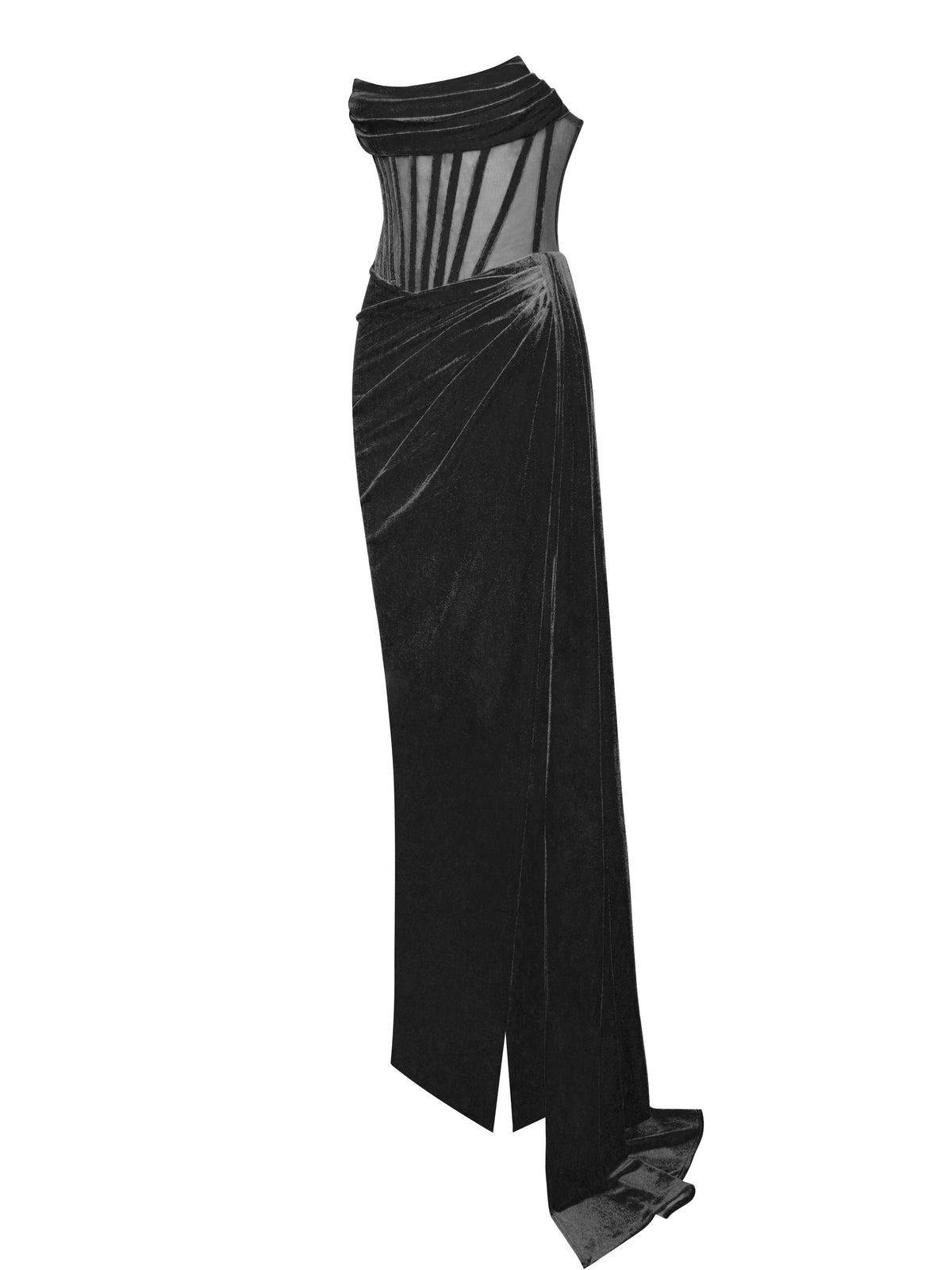 Leilani Corset Split Maxi Dress In Black - View 7
